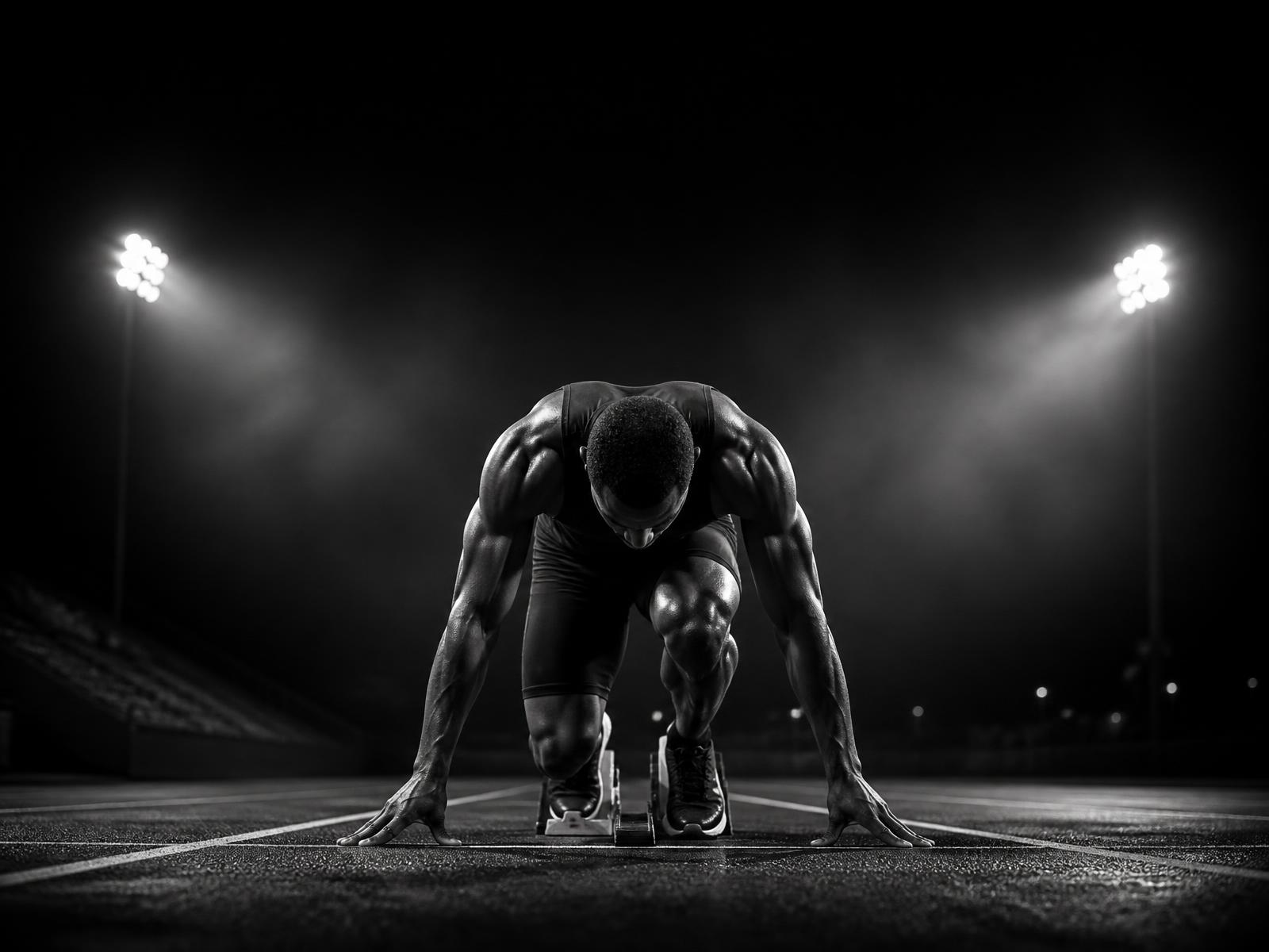 An athlete after a hard training session in a dim gym